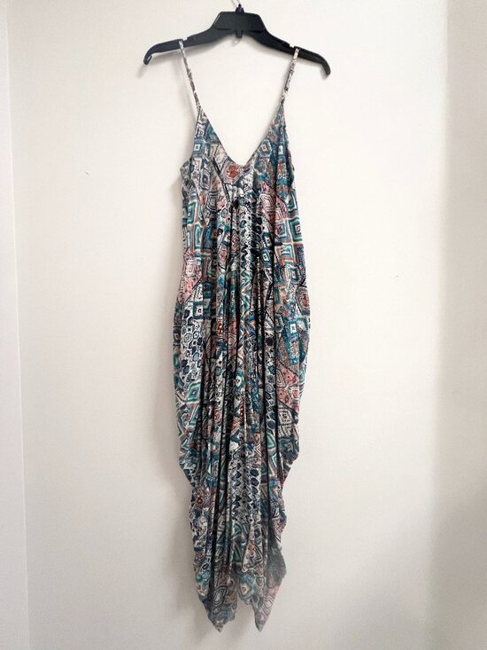 May & Maya Dresses & Skirts - May & Maya Boho Geometric Parachute Dress Midi Pockets Aztec
